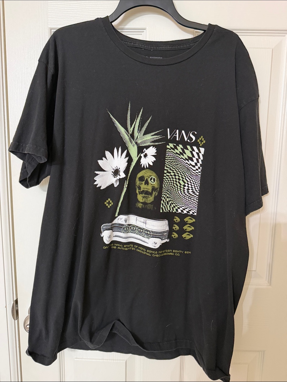 Vans Black Tee with Green & White Graphic